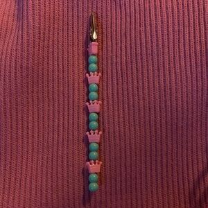 Pink and Turquoise Crown Beaded Cutie Clip